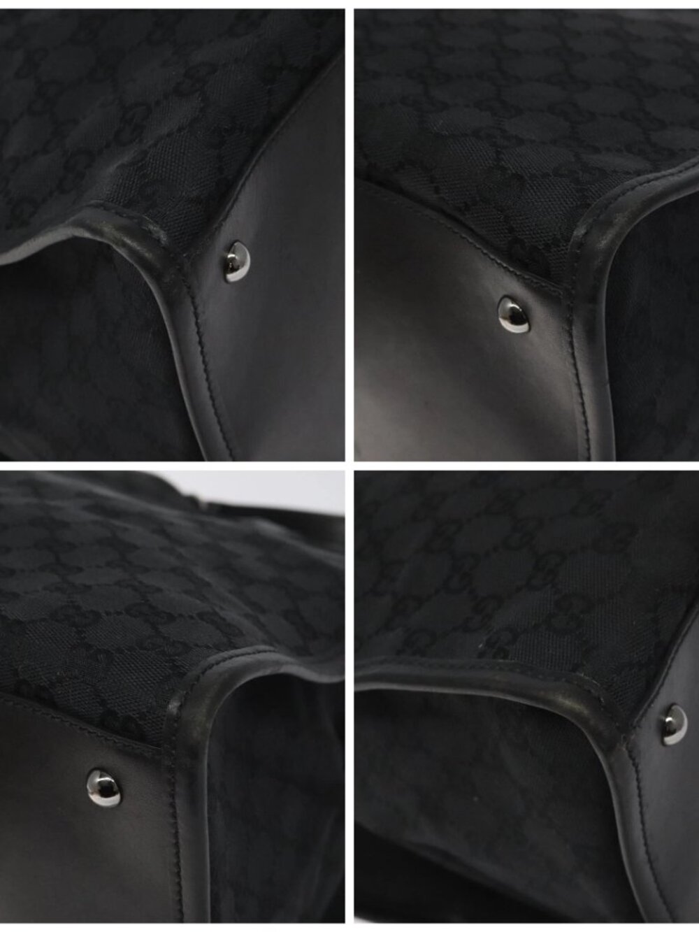 GUCCI GG Canvas Tote Bag Black Silver 109101 Auth nb119 - Picture 14 of 16